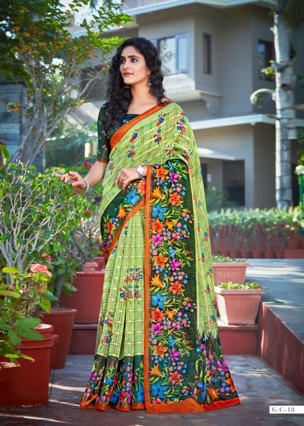 Shreyans Gaza Cheks 2 Soft Linen Slub Cotton Saree Collection